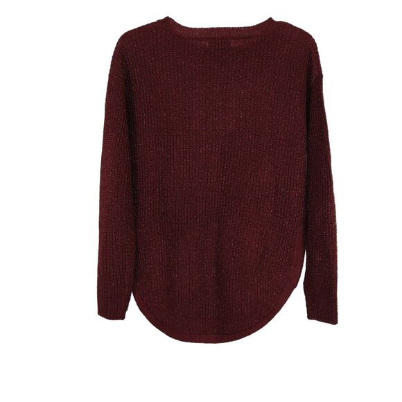 Beach Lunch Lounge Luna Sweater Women Size S Burgundy Red Metallic Long Slv NEW - Picture 3 of 7